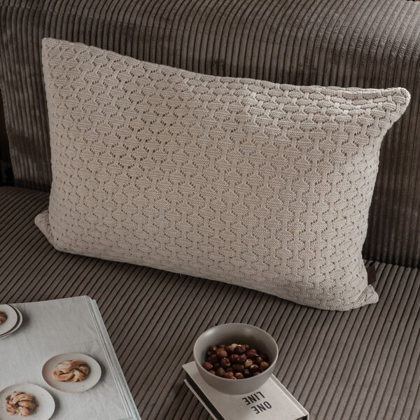 Strikket Pude Mauntain, beige melange Strikket Pude Mauntain, beige melange, By LOHN