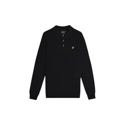 Cotton Merino Long Sleeve Knitted Polo, dark navy, Lyle & Scott