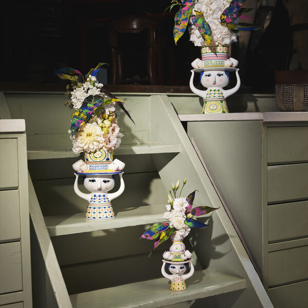 Lady with Hat vase, bl&aring;, Bj&oslash;rn Wiinblad