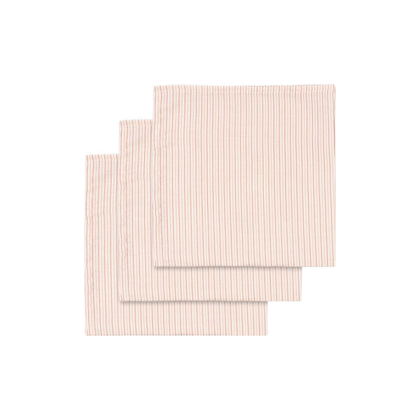 3 Pack Muslin Cloth, stripie petite rose, Konges Sl&oslash;jd