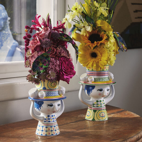 Lady with Hat vase, bl&aring;, Bj&oslash;rn Wiinblad