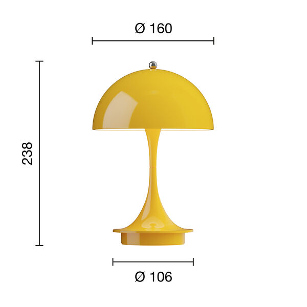 Panthella 160 Portable bordlampe, opaque yellow, Louis Poulsen