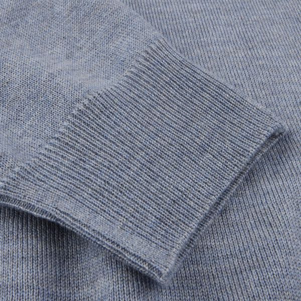 Sweater Knitted Crew Neck With Patch Merino Wool, light blue, Stenströms