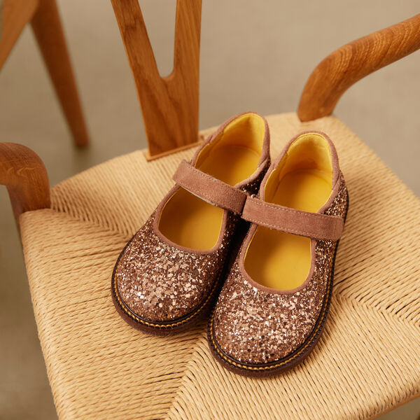 Tullesko i funklende glitter, clay glitter/clay, ANGULUS