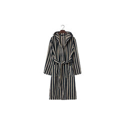 Unisex Cotton Hoodie Robe, blackish navy/lt beige, Lexington