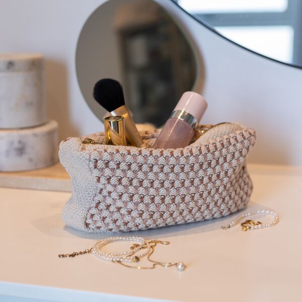 Strikket Clutch Multi, beige-rose-brown Strikket Clutch Multi, beige-rose-brown, By LOHN