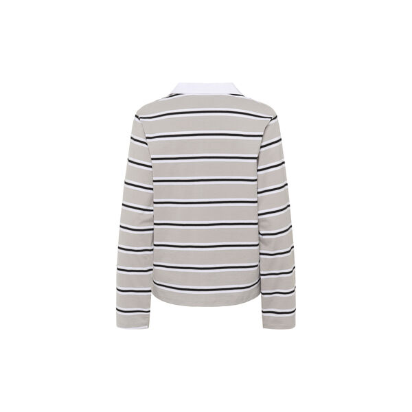 KBZuelma Striped Polo LS, zuelma stripe drizzle grey, Karen by Simonsen