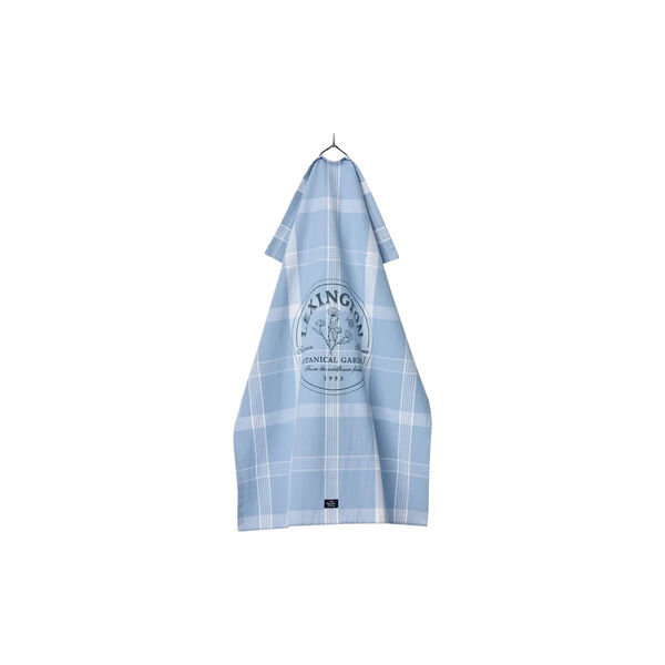 Botanical Checked Organic Cotton Kitchen Towel, blue/white, Lexington