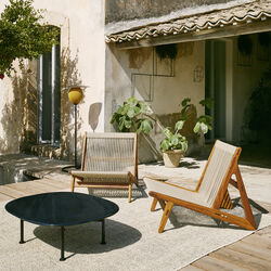 MR01 Outdoor Initial Lounge Chair, oiled iroko/sunfire melange beige/sand, GUBI