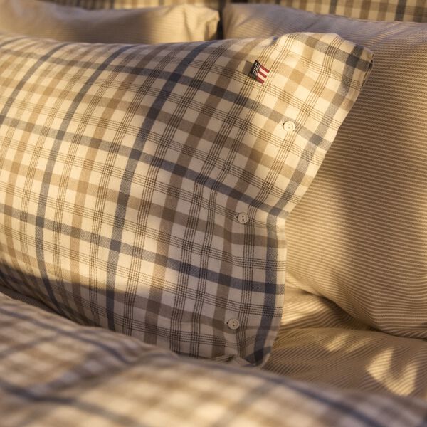 Cotton Flannel Pillowcase, misty blue/beige/white, Lexington