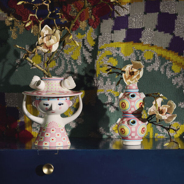 Lady with hat Vase, pink, Bj&oslash;rn Wiinblad