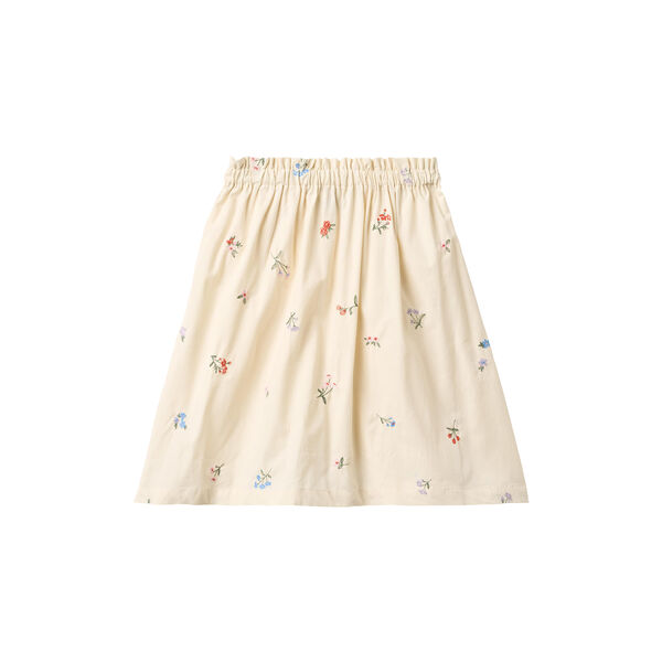Skirt Nora, ivory embroidery flowers, Wheat