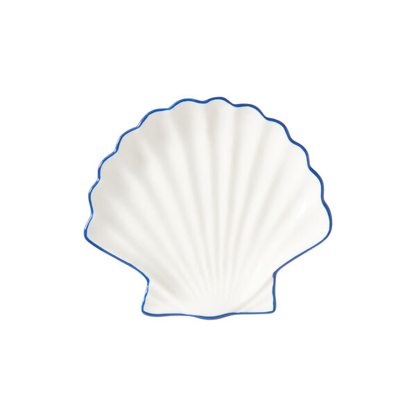 Stoneware Shell Small Dish, white/blue, Lexington