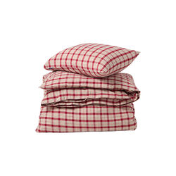 Checked Cotton Flannel Bed Set, red/beige, Lexington