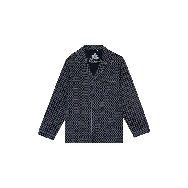 Megeve Pyjamas, navy off white print/grey piping, Ambassador 1867