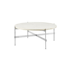 TS Coffee Table &Oslash;80, neutral white travertine/steel, GUBI
