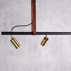 Long John 4 Spot Pendant Brown Leather, black/brass, Rubn