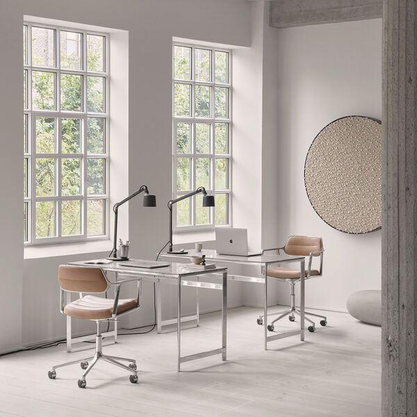 VIPP453 Swivel+ Chair with Castors, camel/polished aluminium, Vipp