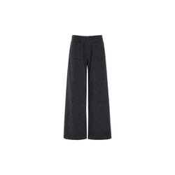 Flared Fleece Trousers With Contrast Hem | Soft Black | Bukser, Henriette Steffensen Copenhagen