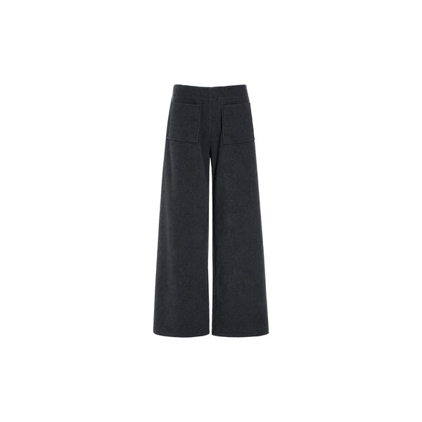 Flared Fleece Trousers With Contrast Hem | Soft Black | Bukser, Henriette Steffensen Copenhagen