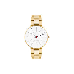 Bankers armbåndsur, white/gold/gold, Arne Jacobsen Watches