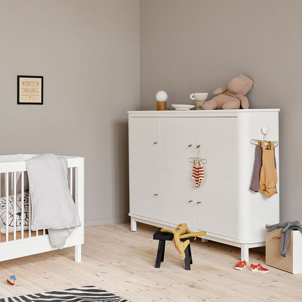 Wood multiskab 3 d&oslash;re, hvid, Oliver Furniture