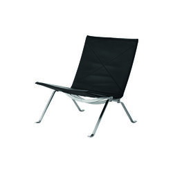 PK22&trade; Classic l&aelig;der l&aelig;nestol, sort, Fritz Hansen