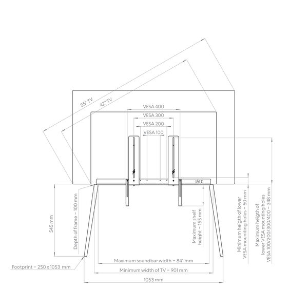 TV-stativ 42''-55'', walnut, JALG
