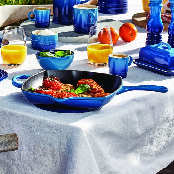 Signature st&oslash;bejern kvadratisk grillpande 26 cm, azure, Le Creuset