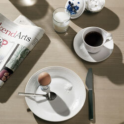 Hvid Riflet h&oslash;jhankskop og underkop 24 cl, Royal Copenhagen