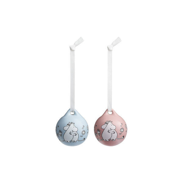Mumi Julekugler 2 stk.| K&aelig;rlighed | Pink & Blue, Moomin Arabia