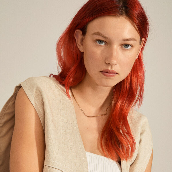 JOANNA Flat Snake Chain Halsk&aelig;de, gold plated, Pilgrim