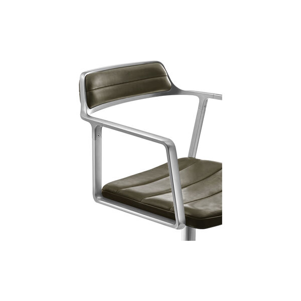VIPP452 Swivel Chair with Castors, bosco green/polished aluminium, Vipp