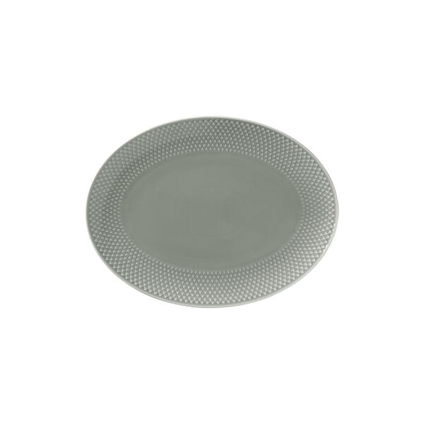 Rhombe Earth Ovalt serveringsfad, moss, Lyngby Porcel&aelig;n
