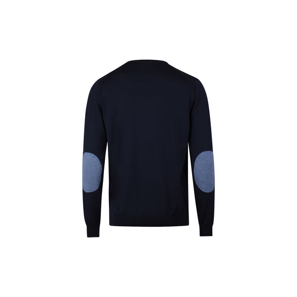 Pullover Knitted Crew Neck With Patch Merino Wool, navy, Stenstr&ouml;ms