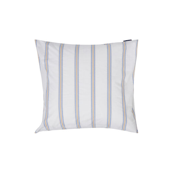 Dobby Striped Washed Cotton Percale Pillowcase, white/blue/beige, Lexington
