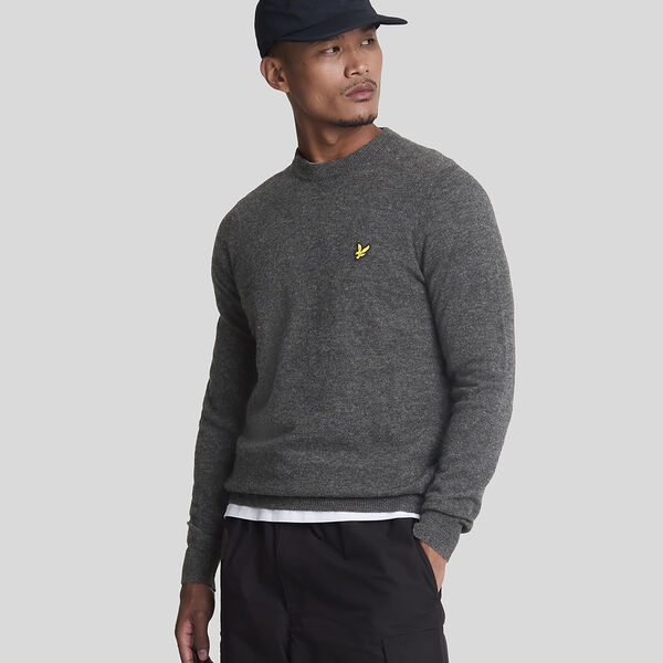 Lambswool Blend Crew Neck Jumper, charcoal marl, Lyle & Scott