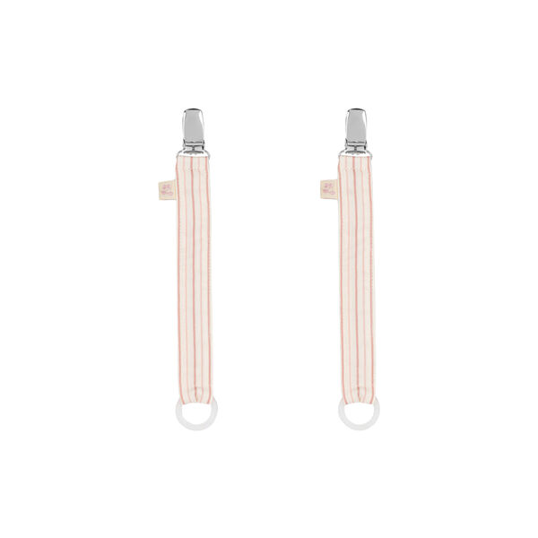 2 Pack Pacifier Strap, stripie petite rose, Konges Sl&oslash;jd