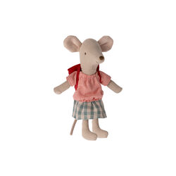 Storesøster cykelmus med taske, red, Maileg