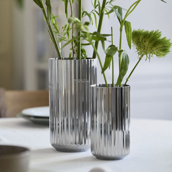 Lyngby Vase 15,5 cm, rustfrit st&aring;l, Lyngby Porcel&aelig;n