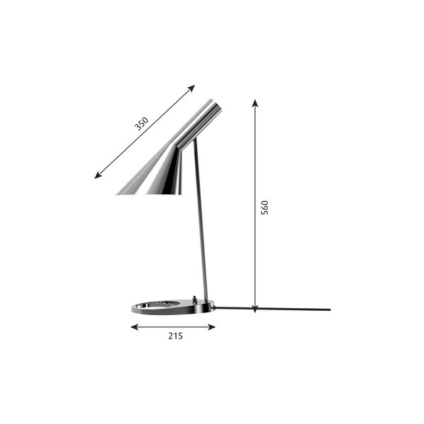 AJ bordlampe, stainless steel, Louis Poulsen