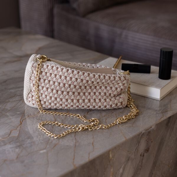 Strikket Clutch Kæde Multi, beige-rose-brown Strikket Clutch Kæde Multi, beige-rose-brown, By LOHN