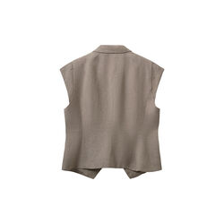 MAJSESW LINEN MIX CAP SLEEVE BLAZER, dark sand, Sofie Schnoor