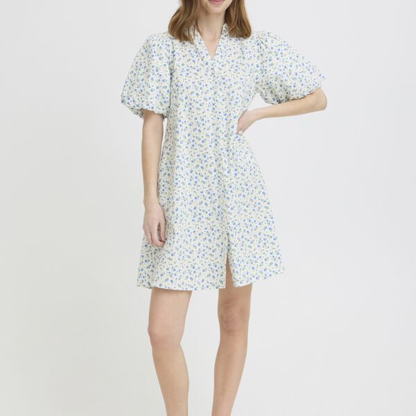 IHQWIN Dress, cloud dancer/blue flower, ICHI
