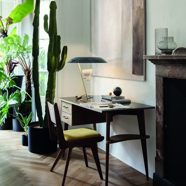 Model 548 Table Lamp, grey/polished brass, Astep