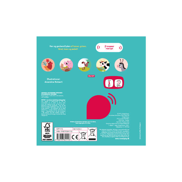 Pegebog med lyd - Dyrene p&aring; bondeg&aring;rden, Forlaget Room2Play