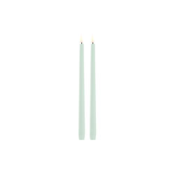 LED Slim Taper Candle 32 cm 2 pcs, dusty green, Uyuni Lighting