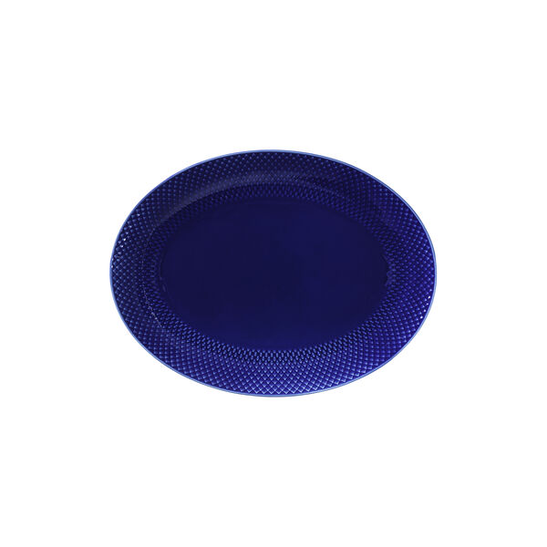 Rhombe Color ovalt serveringsfad, m&oslash;rk bl&aring;, Lyngby Porcel&aelig;n
