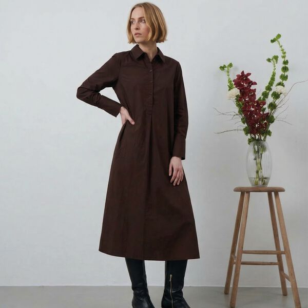 NOOS - Kamilla Shirt Dress, dark brown, LA RŌUGE