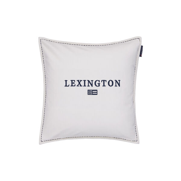 Icons Logo Organic Cotton Velvet Pillow Cover, white/navy, Lexington